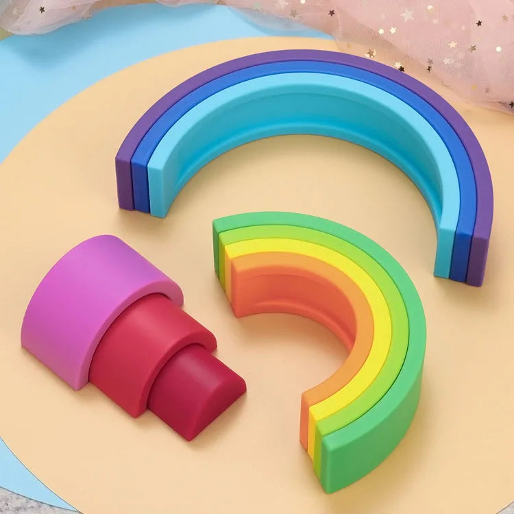 Silicone Rainbow Stacking Blocks