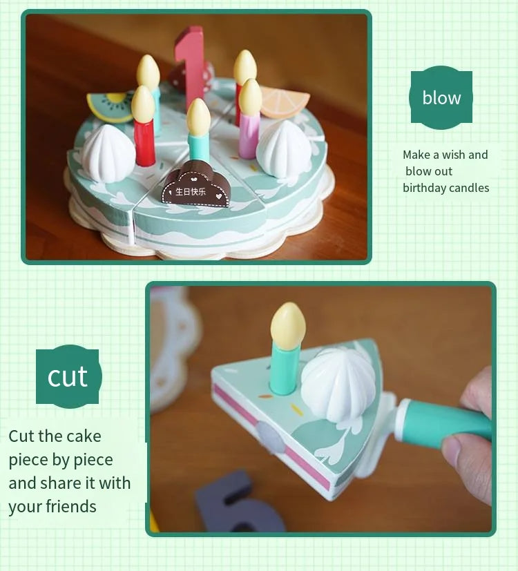 Wooden Birthday Cake Set