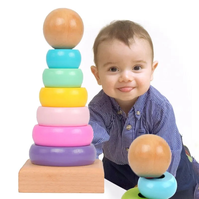 Wooden Rainbow Stacking Tower